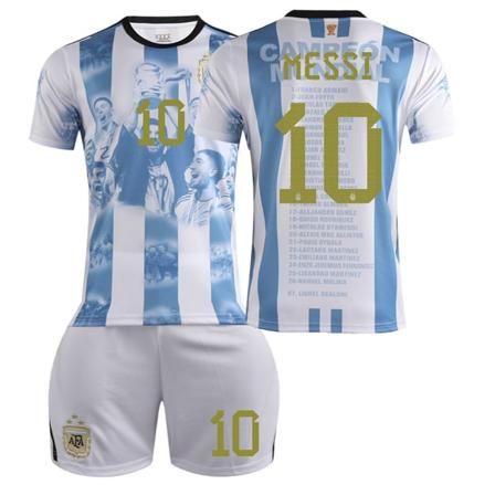 2023-2024 Argentina VM-mästerskap Minnesupplaga Fotbollströja Set - Nr 10 MESSI (guld) #S No.10 MESSI(golld) #S