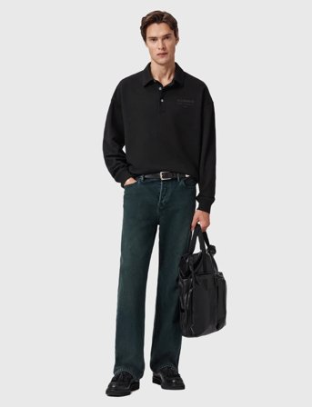 AllSaints Xander Sweat Polo - Black - XL