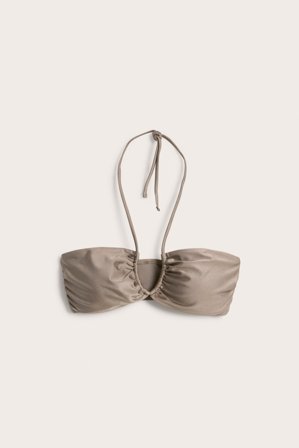 Kappahl | Kiiltävät bandeau-bikinit | Tummanbeige