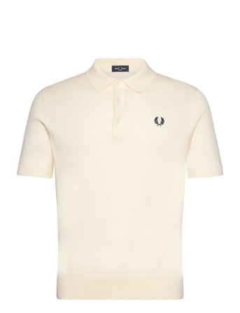 Fred Perry Cotton Knitted Shirt - Cream - M