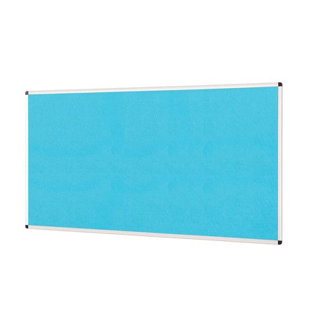 Colourful aluminium framed noticeboard, 2400x1200 mm, cyan