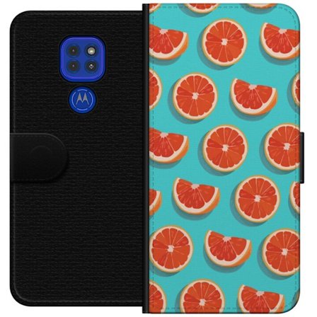 Kompatibelt Lommeboketui til Motorola Moto G9 Play Illustrert mønster med gjentatte grapefrukt skiver mot en turkis bakgrunn