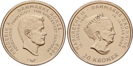 Danmark 2024 - Tronskiftemønt - 20 kr.