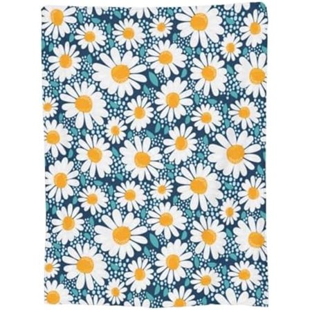 Daisy filt i flanellfleece - Daisy blomma filt för vuxna och barn - Mjuk och fluffig filt - Mysig och lätt