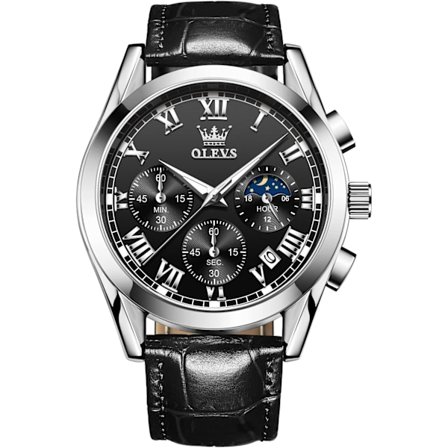 Brun Läder Guld Boett Kvarts Klocka Herr Luminous Dag Datum Vattentät (Svart Armband)