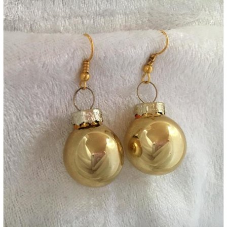 Guld Örhängen till Jul / Christmas - Guld Blanka Julkulor