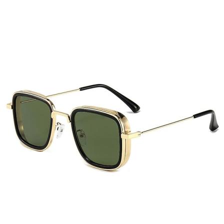 2022 Vintage Steampunk Metal Solbriller Mænd Retro Firkantede Briller Trendy Mærke Solbriller Skygger til Kvinder Lunettes De Soleil Gold Blue with 