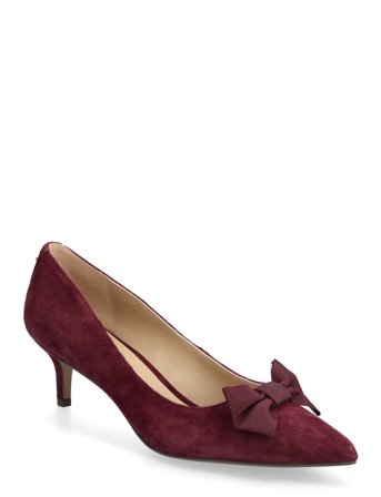 Adrienne Bow-Trim Suede Pump Red Lauren Ralph Lauren