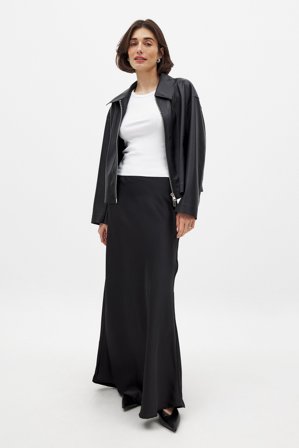 NA-KD Satin Maxi Skirt - Satin nederdele - Sort - EU 34