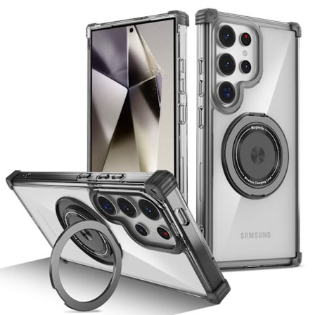 Samsung Galaxy S21 Ultra Telefoncover, Roterende Stødsikkert Beskyttelsescover, Sort