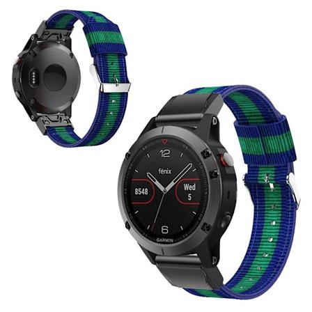 Garmin Fenix 5 nylon watch band - Blue / Green / Blue
