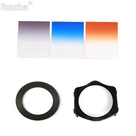 5 i 1 kameralins graderat filter neutral densitet Nd2 Blue Oranger Set + 49 52 55 58 62 67 72 77 82 mm Adapterring För Cokin P