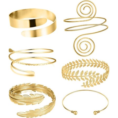 6 stycken armband, överarm med manschettarmband, dam silver guld justerbart armband set_tfrf