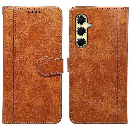 For Samsung Galaxy A56 5G Deksel Kalveskinn Tekstur Lær Stativ Bokstil Telefondeksel[HK]