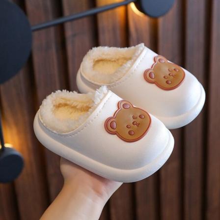Baby lämpimät puuvillatossut talvella lapsille vedenpitävät kotitossut tytöille sarjakuva white (thick) 30-31 (inner 19cm)