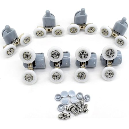 8 stk. dobbelte brusedørsruller 23 mm diameter reservedele til badeværelse