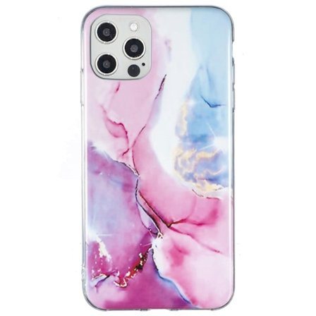 Marmormotiv iPhone 12 Pro Max skal - Rosa / Blå