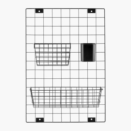 Biltema - Oppslagstavle i Metallnett - Praktisk for Oppbevaring på Veggen, Pulverlakkert Stål, Størrelse: (L) 65 x (B) 45 x (H) 1,3 cm