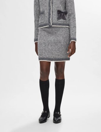 Selected Slfsine Short Knit Skirt - Grey - XS