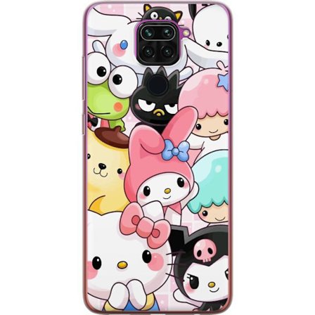 Kompatibelt Mobildeksel til Xiaomi Redmi Note 9 Tett mønster av søte figurer med store øyne i ulike farger og uttrykk med LABUBU-tekst