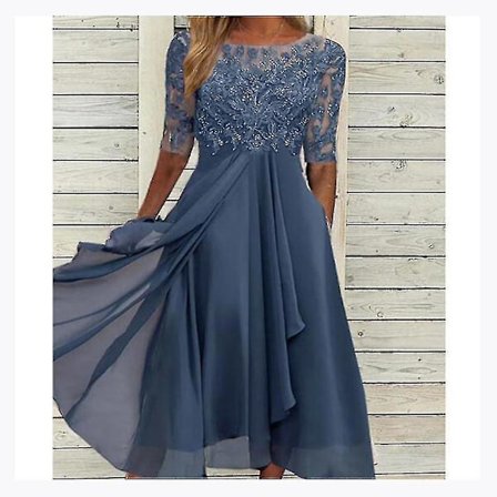 Pitsiapplikaatiomekko Midi lyhythihainen iltapuku Rentti mekko Kaikkiin tilaisuuksiin sopiva mekko Häät-D ff hu zd