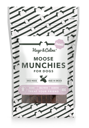 Hugo and Celine - Moose Munchies 80 g - Hund - Hundegodbiter & tyggebein - Naturlige godbiter for hund - ZOO.no