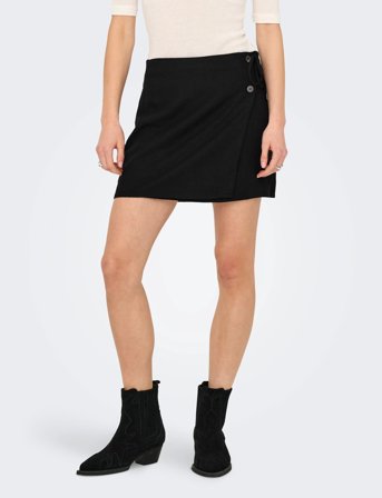ONLY Onlcaro Mw Wrap Linen Bl Skirt Cc Pnt - Black - S