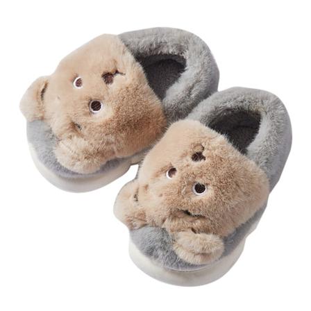 Flickor Tecknad Animal Plysch Tofflor Rund Toe Söta Fuzzy Tofflor