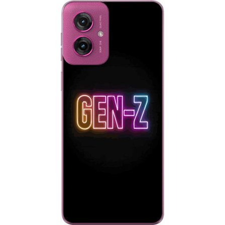 Kompatibel Mobilcover til Motorola Motorola Moto G55 Neontekst Gen Z i farverigt lys mod en mørk baggrund i moderne digital stil