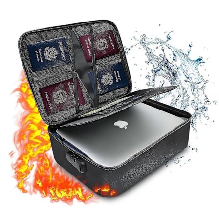 Brandsikker Dokumentboks 37x27x10cm 2-lags Dokumentsikkerhedstaske Filopbevaringsboks Med Lås Vandafvisende Lynlås Bærbar Til Vigtige Dokumenter 