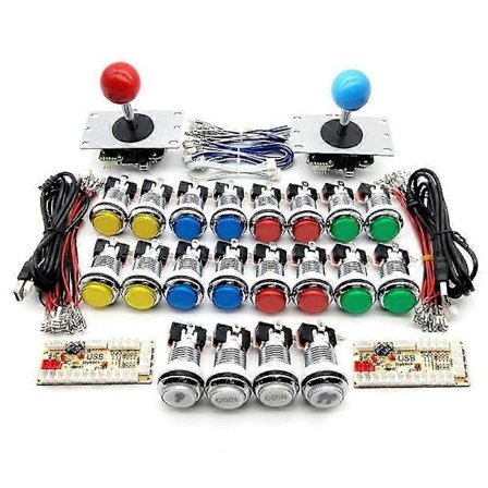 Arcade DIY Kit Del 2X 8 Vejs Joystick + 16X LED Belyste Trykknapper + 2 Spillere