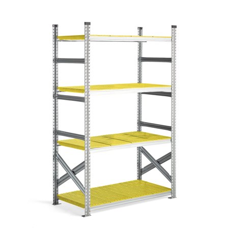 Regalsystem TRANSFORM, Grundmodul, 1972 x 1200 x 600 mm, Kunststoff gelb