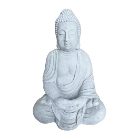 Buddha-statue, 70 cm, stengrå, vejrbestandig