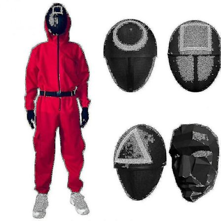 Unisex Squid Game Costume Jumpsuit + Squid Game Mask Halloween-antrekk presenterer W