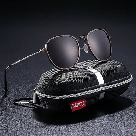 Nya solglasögon i aluminium med hexagon-design för vuxna - polariserade solglasögon för vuxna - skyddsglasögon - Oculos de sol masculino (bruna)