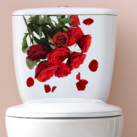 Ocean Romantisk Roseblomst Formet Toiletbræt Sticker Hjem Decor