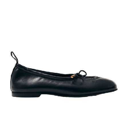 Alohas Rosalind Black Leather Ballet Flats Loafers Dam Svart 39