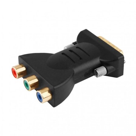 Dvi-i 24+5 hann til 3 Rca hunn svart adapterkonverter Hdmi-kabel