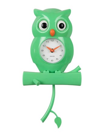 Wall Clock Owl Pendulum Abs Bright Green Green KARLSSON
