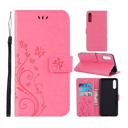 Butterfly läder Samsung Galaxy A50 fodral - Rosa