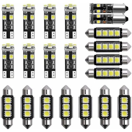 LED-pærer 6000-8000K 12V Hvide lyspærer Mini indvendige pærer Belysning til biler Nummerplade Kit med 21 stykker KLB