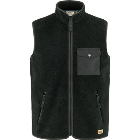 Fjällräven Herr's Vardag Pile Fleece Vest in Black/Dark Grey | Size: XS, G-1000/Polyester