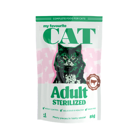 My favourite CAT - Oksekjøttposer 85 g - Katt - Kattefôr & kattemat - Våtfôr og våtmat - ZOO.no