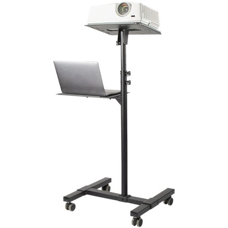 StarTech Mobile Projector and Laptop Stand/Cart, Heavy Duty Portable Projector Stand (2 Vented Shelves, hold 22lb/10kg each), Height Adjustable