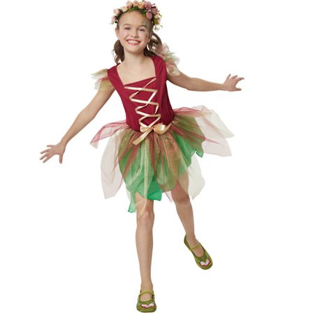 Kostyme Jente Skogalv rød/grønn