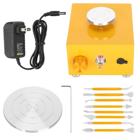 Liten drejskiva för keramik, gör-det-själv-hantverk, tillbehör med 10 cm roterande skiva, 100–240 V US-kontakt