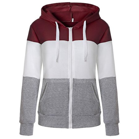 Hoodies för kvinnor Färgblock Huvtröja Basic Dragkedja Jersey Jacka Långärmad Topp Med Ficka Plus Storlek