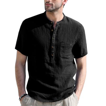 Kortärmade Toppar För Män Mock Neck Blus