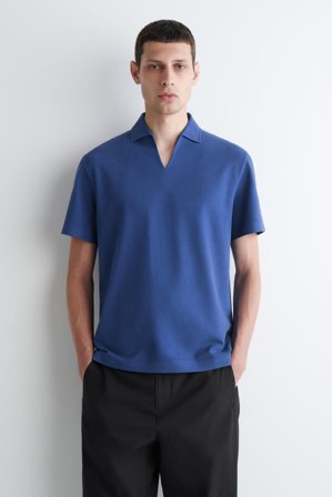 COS Homme Polo En Piqué En Tissu Technique in Bleu