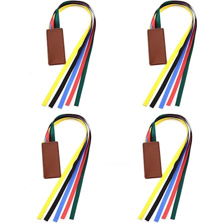 4 stycken konstläderband-bokmärken Bokmärkesremsor 5 färgade band-bokmärken för böcker